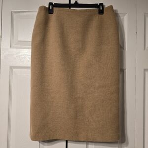 Wool Women's Elegant Tan Lined Pensil Skirt Size M